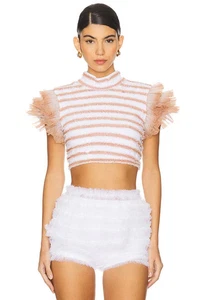 Top corto fruncido Revolve con mangas abullonadas Susan Fang talla S nuevo con etiquetas precio de venta sugerido por el fabricante $517 - Imagen 1 de 5