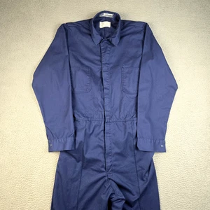Vintage Mechanic Coveralls Mens Large 44/46 Cotton Blend Jumpsuit USA Made Blue - Picture 1 of 12