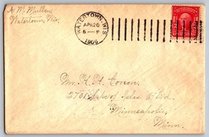 Cancellazione macchina Doremus 1906 - Watertown, Wisconsin - francobollo 2c - Foto 1 di 2