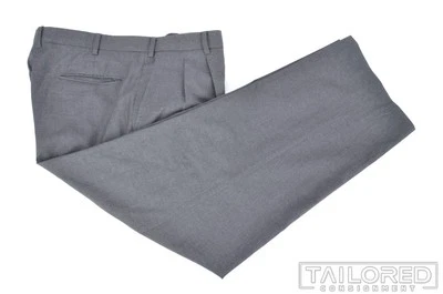 BRIONI Cannes Solid Gray 100% Wool Mens Luxury Pants Trousers - 37 - Image 1 of 4