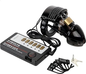 Männlicher E-Stim Shock Keuschheitskäfig mit Power Box abschließbarer Peniskäfig Bondage UK - Bild 1 von 9