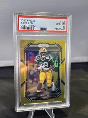2022 Panini Prizm True Gold #105 AJ Dillon 3/10 Gem Mint PSA 10 - Image 1 of 2
