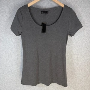 Camisa para mujer Attention gris mediana mezcla de algodón cuello redondo nueva con etiquetas - Imagen 1 de 8