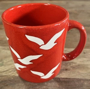 Vintage Ceramic Red and White Waechtersbach West Germany Mug Flying Seagulls - Picture 1 of 4