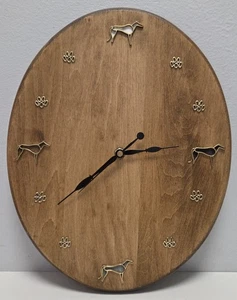 "Greyhounds" Dog (2016) by Walter Kendall Wood Oval Wall Clock- 11"x14" - Picture 1 of 4