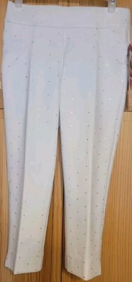 Nygard Luxe Slims SlimCurve Technology Women Pants White/Silver Dot Capris Small - Image 1 of 4
