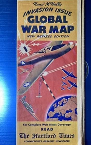 World War II Global Military War Map Pacific & Europe Rand McNally 1939-45 - Picture 1 of 12
