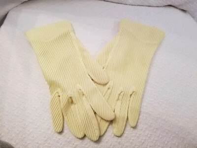 Guantes de vestir amarillos vintage años 60 hasta la muñeca 100 % nailon hechos en EE. UU. Foto 1 de 3