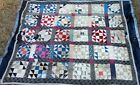 Antique Quilt 30 Square Pattern Worn  67" x 79" AS IS For Repair or Repurpose