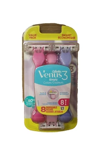 Gillette Venus Simply3 Disposable Razors for Women, 8 Count FAST SHIPPING - Picture 1 of 2