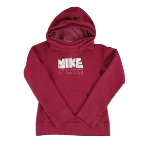Nike Vintage Hoodie Sweatshirt Youth 14 Large Maroon L/S Jumper, Cotton Blend - Picture 1 of 9
