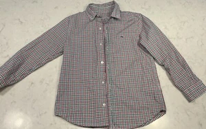 Vineyard Vines Boys Size 7 button down shirt Pre-owned Pink And White - Picture 1 of 5