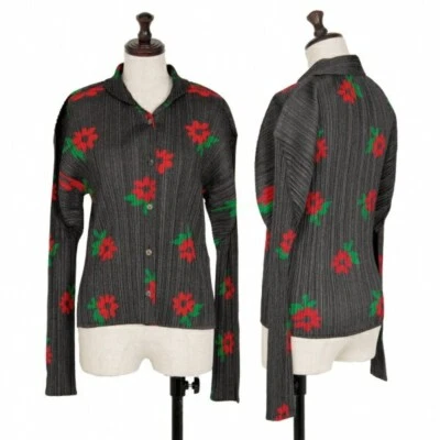 PLEATS PLEASE Flower print pleated round collar shirt polyester Gray Size4 Women - Image 1 of 4