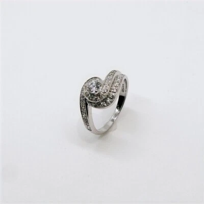 SOLITARIO CON ZIRCONE IN ARGENTO 925 RODIATO IN ORO BIANCO 18 KT - Immagine 1 di 2