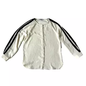 Chloe Womens S Vintage Button Old Money Blouse Cream Black Long Sleeve Silk - Picture 1 of 5