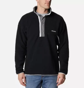 NWT MEN'S COLUMBIA 1889851 012 HELVETIA HALF SNAP FLEECE BLACK/WHITE JACKET $85 - Picture 1 of 5