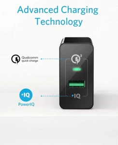 Anker PowerPort+ 1 with Quick charge 3 - 18W Galaxy S10/S9, Note 9/8, LG, Iphone - Photo 1/5