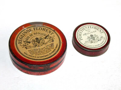 LOT 2 ANCIENNE BOITE METAL PUBLICITAIRE FRANCAIS PATE REGLISSE PERLETTES FLORENT - Photo 1/4