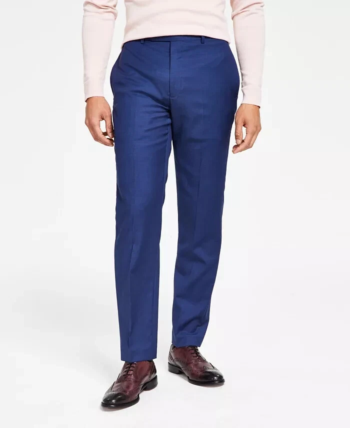 Calvin Klein 3892 Solid Slim Fit Wool Mens Dress Pants 34w 32l