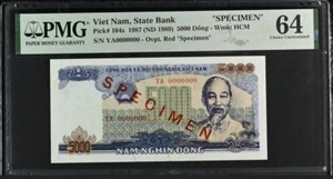 VIETNAM - SPECIMEN 5000 DONG 1987 PICK# 104s PMG: 64 UNC. #PL2408 - Picture 1 of 2