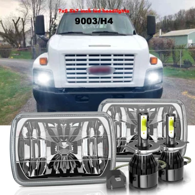 Par de faros LED de 7x6" pulgadas haz alto/bajo DOT aptos para GMC Safari C6500 C7500 Topkick Foto 1 de 4