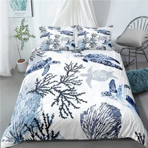 Calibrate Cold Blue Petals 3D Quilt Duvet Doona Cover Set Pillow case Print - Bild 1 von 4