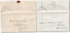 1831/5 2 x SWAFFHAM PMK LETTERE >WYMONDHAM WM YARINGTON W DOUTHORN 7d & 8d TARIFFE - Foto 1 di 4