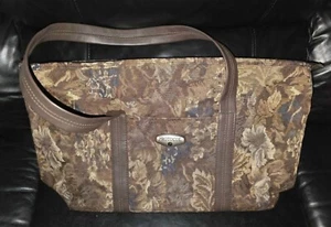 Vintage Protocol Brown Floral Pattern Tapestry Overnight Travel Bag 17"x11" - Picture 1 of 4