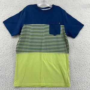 Shawn White Boys Sz XL 16 Navy Lime Green Stripes Short Sleeve Tshirt Pocket - Picture 1 of 6