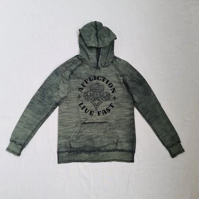 Sudadera con Capucha Revertible Para Hombre Affliction Talla M Doble Dos Caras Live Fast Biker Foto 1 de 4