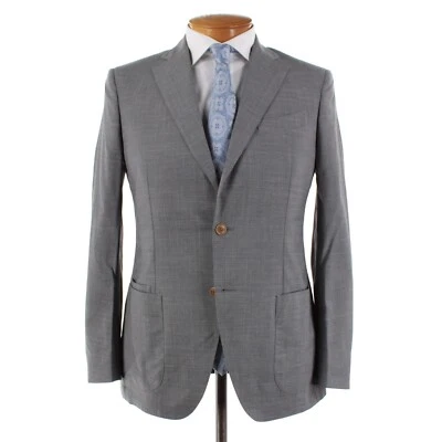 Abrigo deportivo Luciano Barbera nuevo con etiquetas mezcla de lana/lino talla 50 (40 EE. UU.) en gris a cuadros Foto 1 de 4