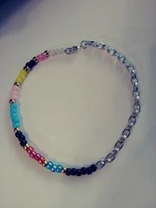 Chunky Chain & Multi-Color Pony Bead Necklace 22" - Picture 1 of 3