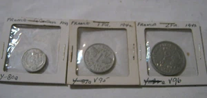 WWII VICHY France Coin Set 1941 50cs, 1942 Franc & 1943 2 Francs - Picture 1 of 7