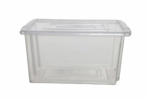 Whitefurze Small Plastic Storage Box Natural Clear Shelves And Storage Home New - Picture 1 of 3