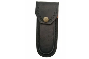Cuchillo plegable de bolsillo de 5" soporte de vaina negro resistente estuche de cuero de metal - Imagen 1 de 1