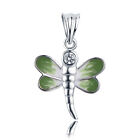 Girl's .925 Sterling Silver Green Dragonfly Pendant Charm Kids Necklace SEP3313