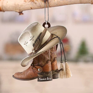 Robusto ornamento da appendere acrilico specchio retrovisore auto cowboy piatto auto pendente - Foto 1 di 10