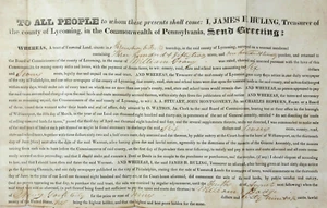 Shrewsbury Lycoming County PA History Land Deed Tax Sale William Gray Dodge 1836 - Picture 1 of 5