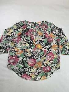 Blusa Top Lauren Ralph Lauren Transparente Manga 3/4 Para Mujer L Cuello Plisado Floral - Imagen 1 de 7