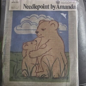Vintage Needlepoint by Amanda Bear Hug #7199 Needlepoint Craft Kit NEW NIP NOS - Picture 1 of 3