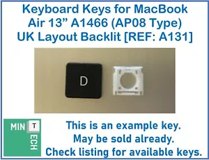 Teclas de repuesto de teclado para Apple MacBook Air 13" A1466 (tipo AP08) retroiluminado Reino Unido - Imagen 1 de 7
