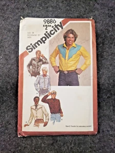 Simplicity 9886 Cowboy Rockabilly Shirts Mens Sz 38 Sewing Pattern UNCUT...(SB1) - Picture 1 of 8