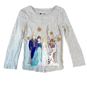 Jumping Beans Disney Frozen Top Girls 4T Gray Long Sleeve Elsa Ana Olaf Kristoff - Picture 1 of 3