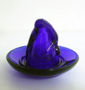 VINTAGE Bottoms Up -- KOBALTBLAUES GLAS Schnapsglas und Tablett (selten) - Bild 1 von 5