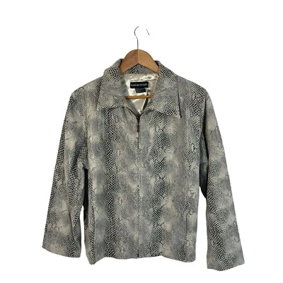 Vintage Savannah Leather Jacket Snake Print Python Zip Front Womens Large - Image 1 of 4