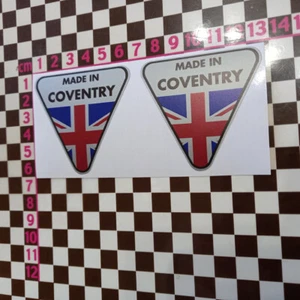 2 x Small Made in Coventry Silver Sticker - Jaguar Triumph Sunbeam Hillman - Picture 1 of 1