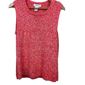Coldwater Creek Sleeveless Knit Sweater Ramie Large Orange Pink Beachy Coastal - Picture 1 of 6