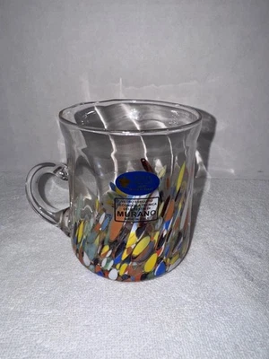 Taza de cristal blanco veneciano de Murano confeti estudio arte vidrio soplado a mano Italia Foto 1 de 4