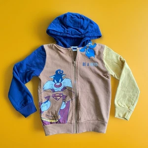 Vintage WB Looney Tunes & DC Comics Collab Zip-Up Jacket Youth EU 128 US 7/8 - Picture 1 of 7