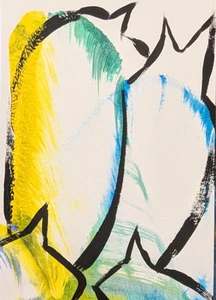 ACEO Cat Painting Abstract Original Collectible Modern Art Card Samantha McLean - Picture 1 of 1